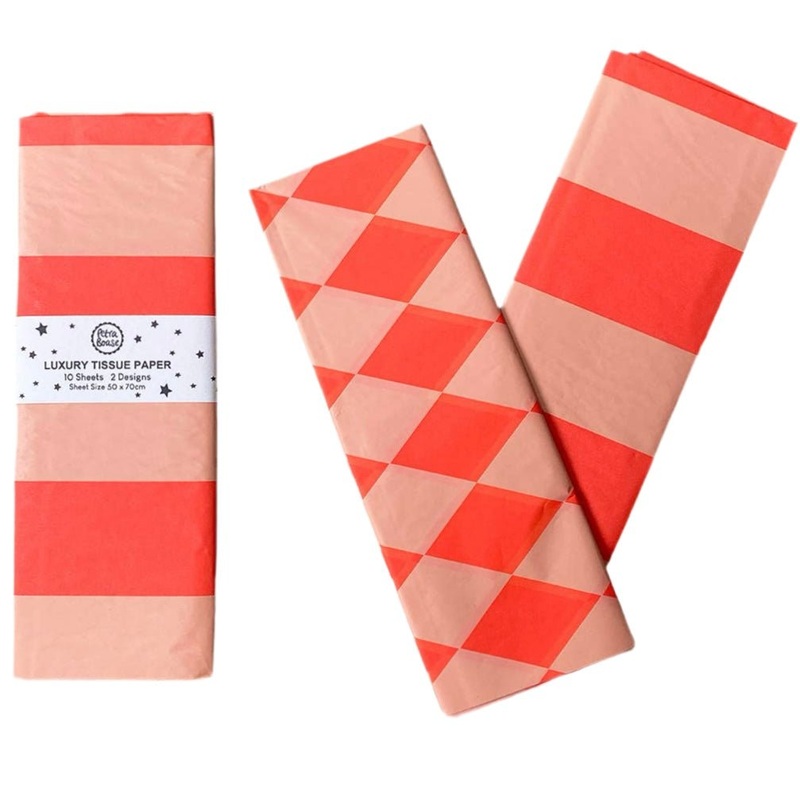 Fluorescent Orange & Peach Patterned Tissue Paper