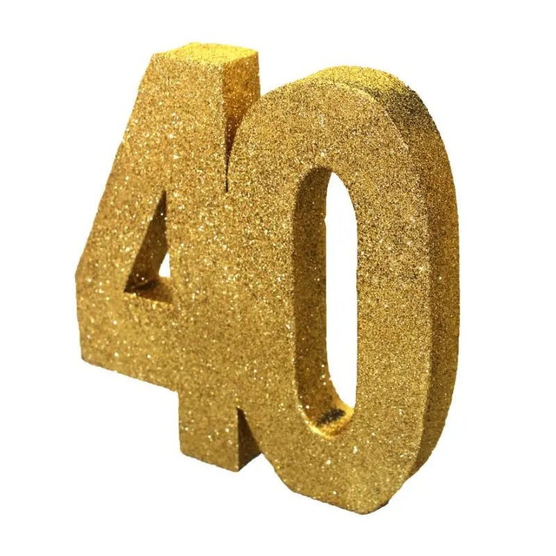 Foam Glitter Number 40 Gold Centrepiece