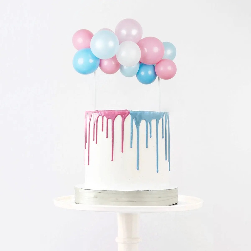 Gender Reveal Balloon Garland Cake Topper by Pop Balloons