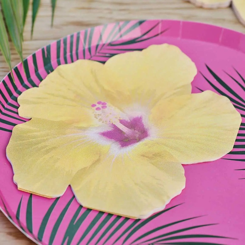 Ginger Ray Hawaiian Tiki Tropical Flower Napkins - 16 Pkt