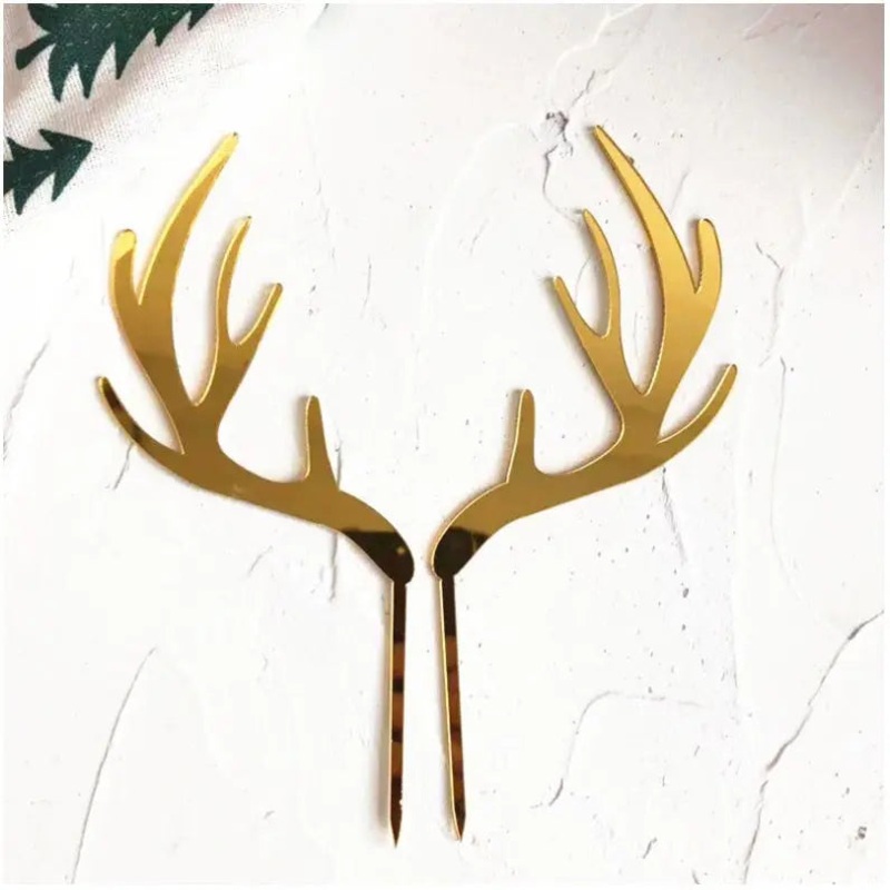 Gold Antler Acrylic Cake Toppers