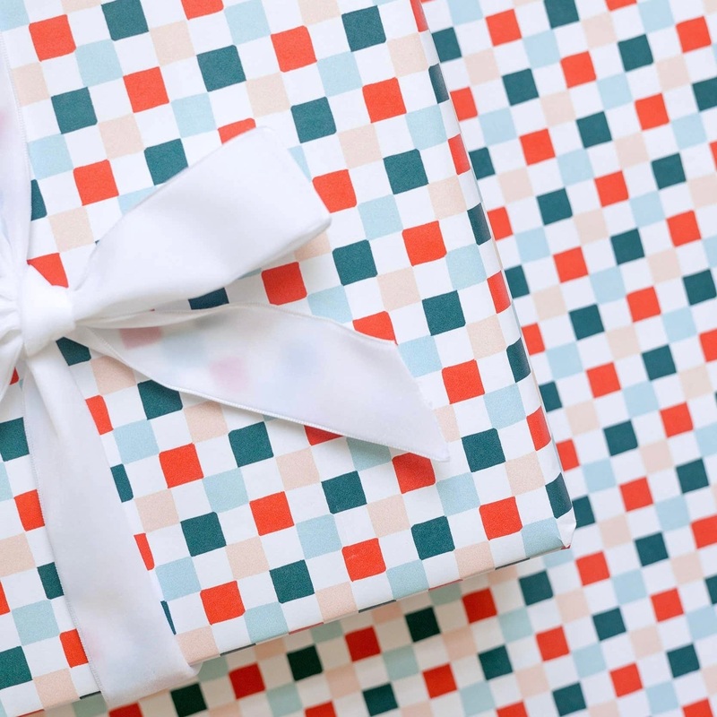 Holiday Checkered Wrapping Paper Continuous 10ft Roll