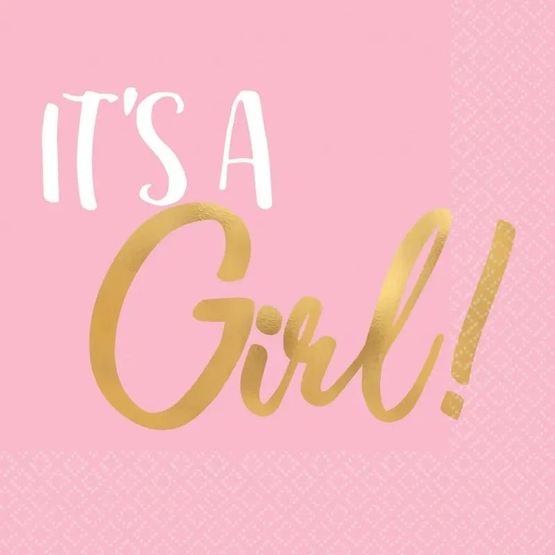 It's A Girl Baby Shower Napkins - Beverage 16 Pkt