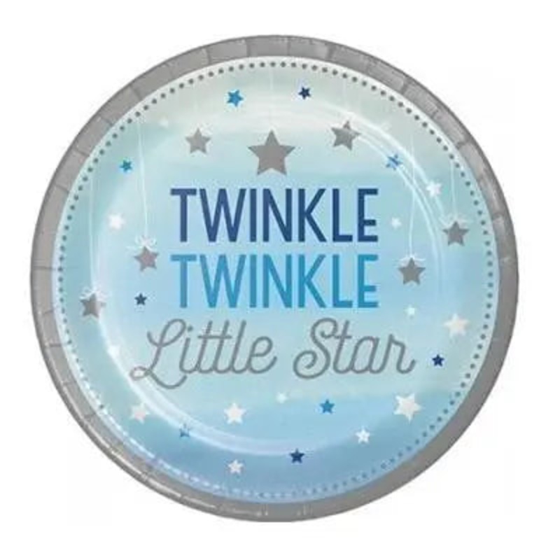 One Little Star Blue Plates - Dinner 8 Pkt