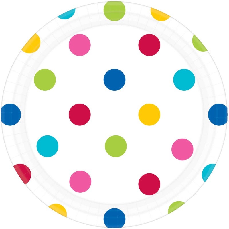 Rainbow Dots Plates - Lunch 8 Pkt