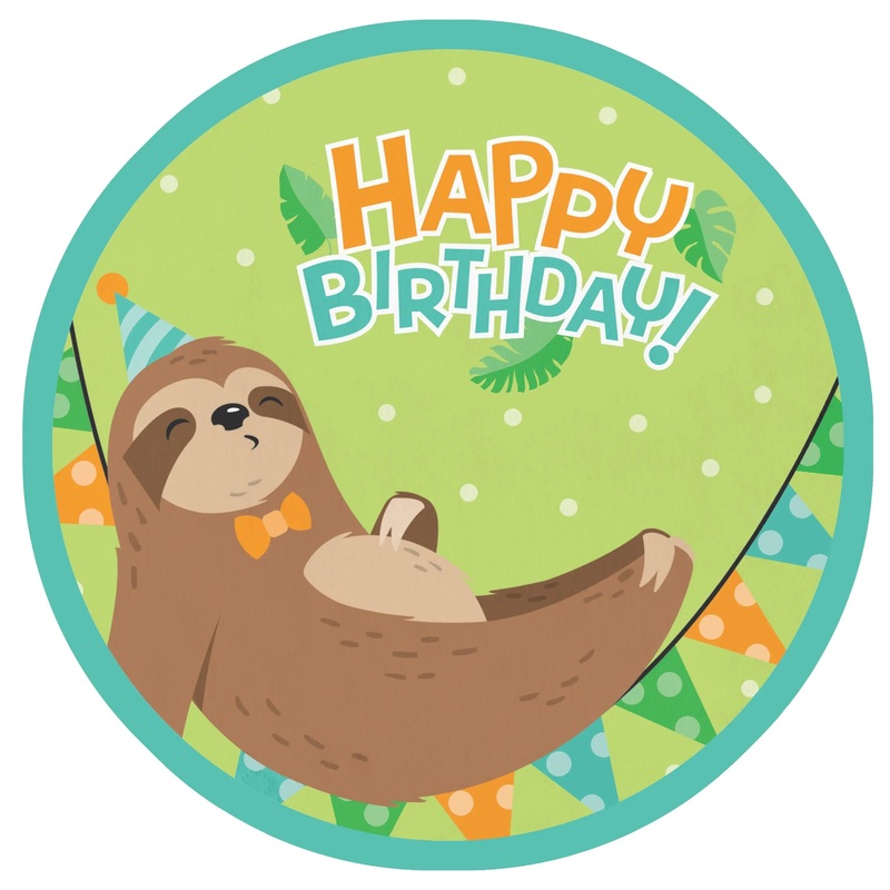 Sloth Party Edible Cake Image