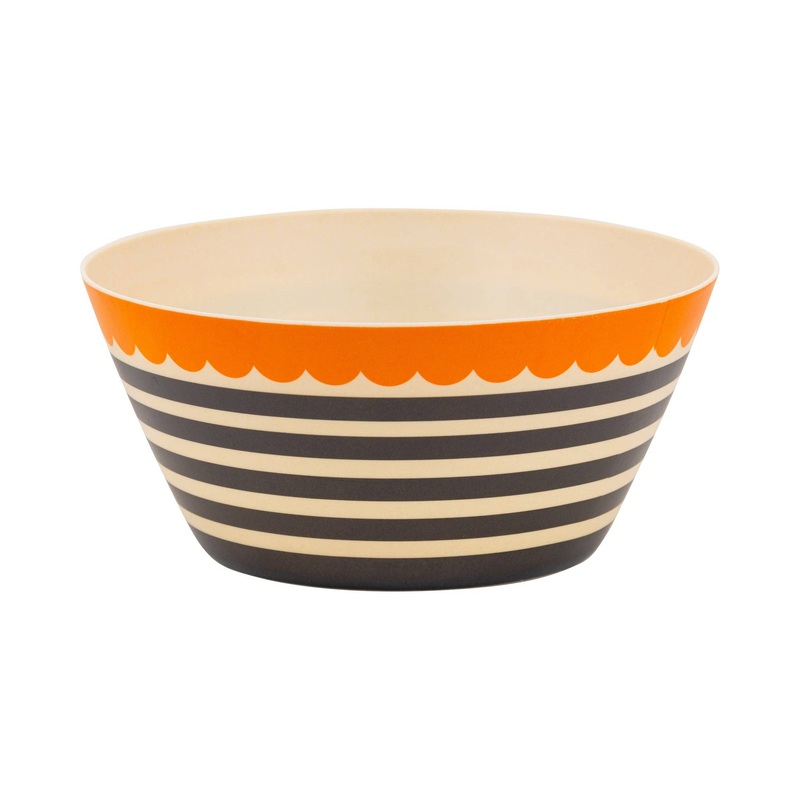 Black & Orange Striped Bamboo Bowl