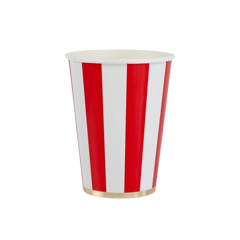 Cherry Red Cabana Stripe Paper Party Cups