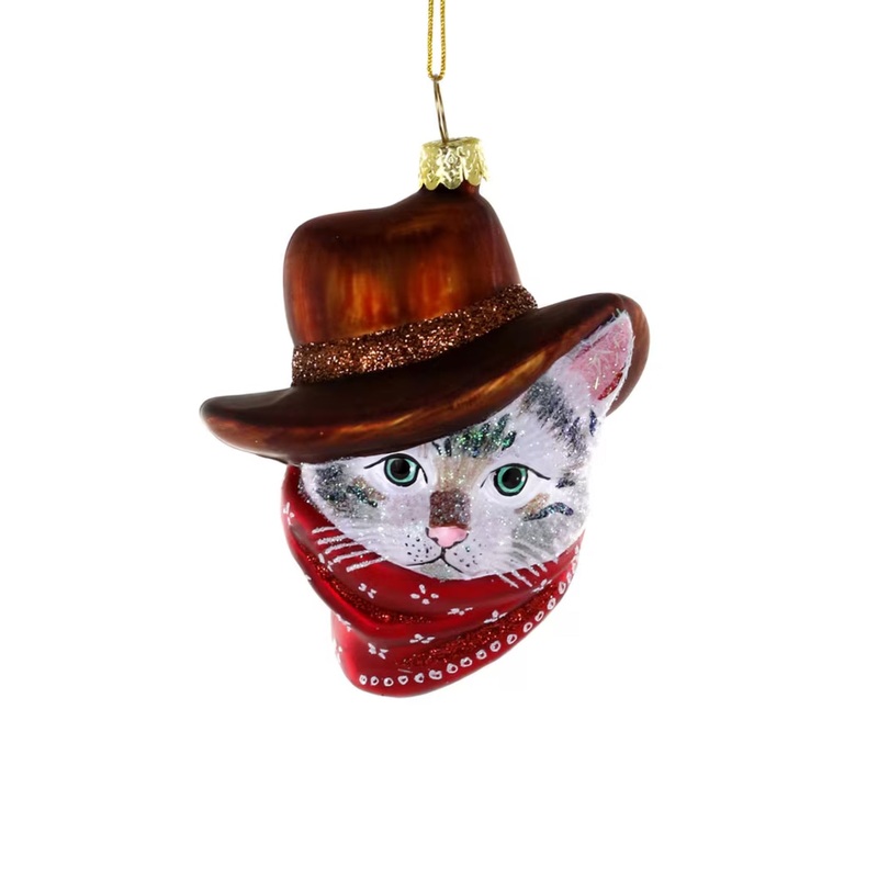 Cowboy Kitty Ornament 3.5"