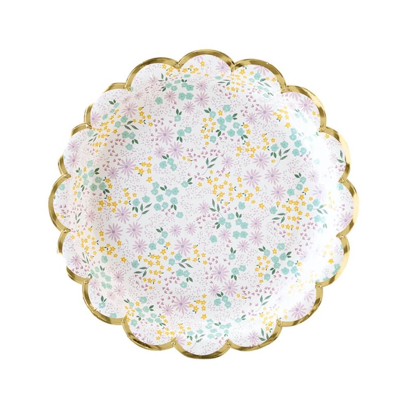 Ditsy Lavender Floral Scalloped Plates 7"