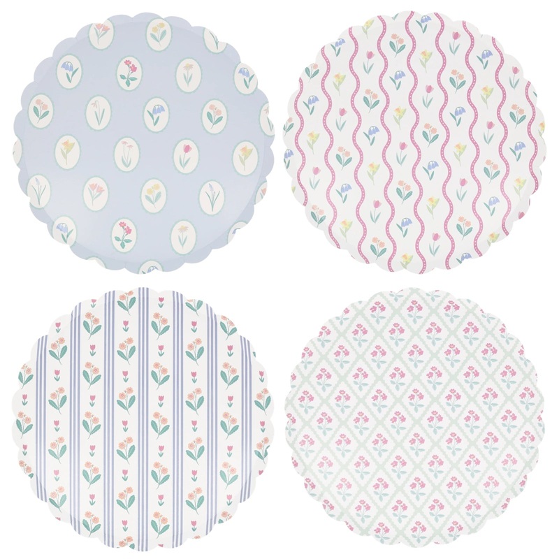 Meri Meri Party Bloomsbury Floral Pattern Dinner Plates 10.5"