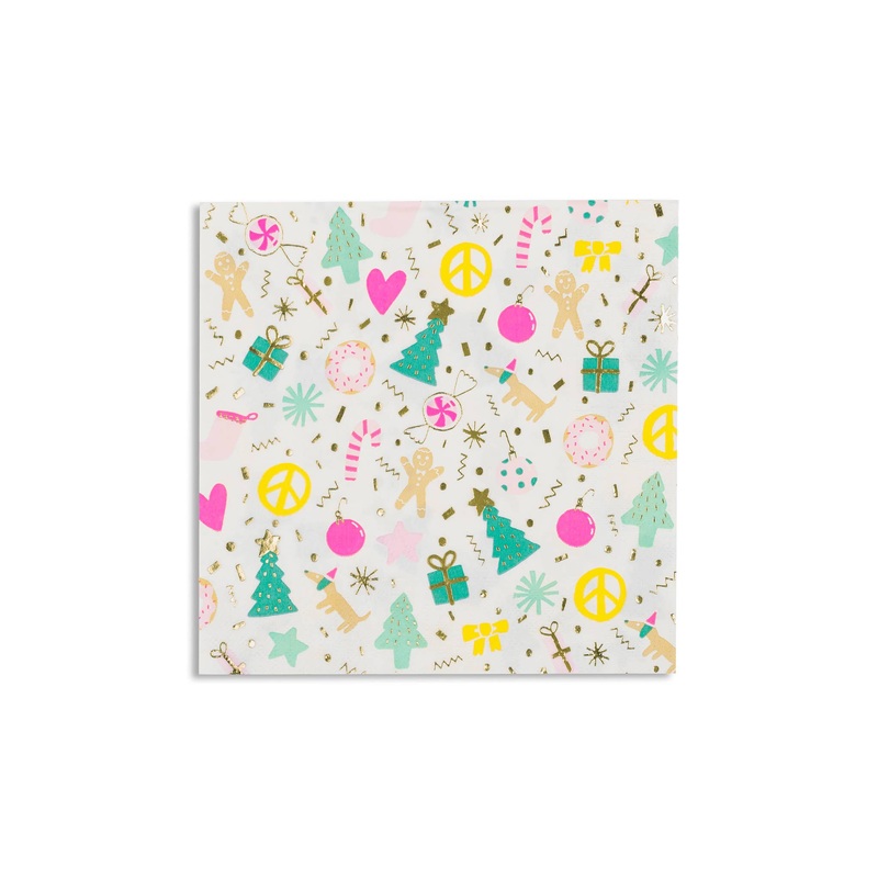 Merry + Bright Christmas Holiday Napkins