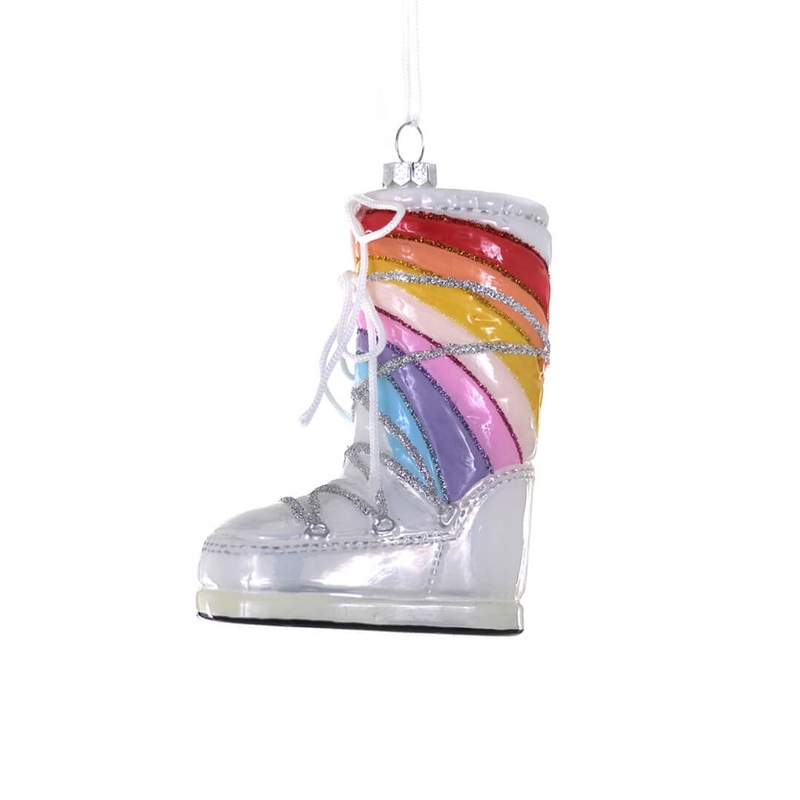 Rainbow Moon Boot Ornament 4"