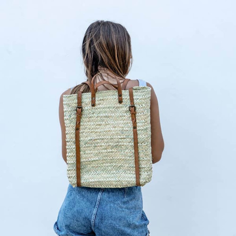 Square Backpack Tote (Light Brown)
