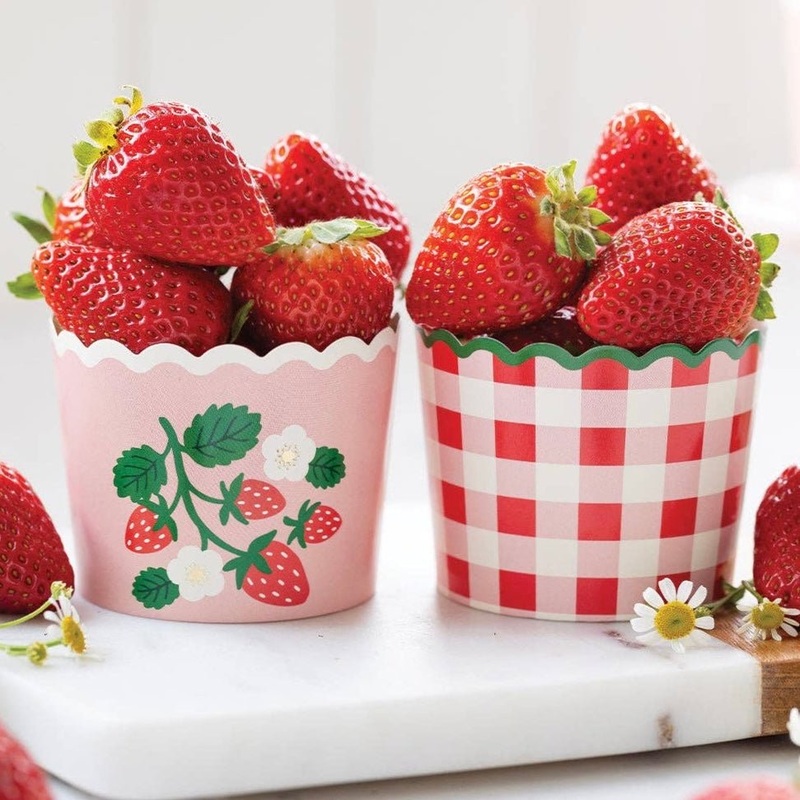 Strawberry Gingham Baking / Treat Cups