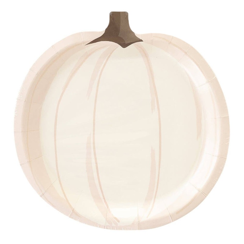 White Pumpkin-Shaped Paper Plates 9"