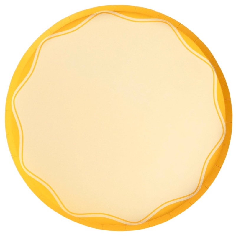 Yellow Wave Color Block Paper Dinner Plates 10.5"