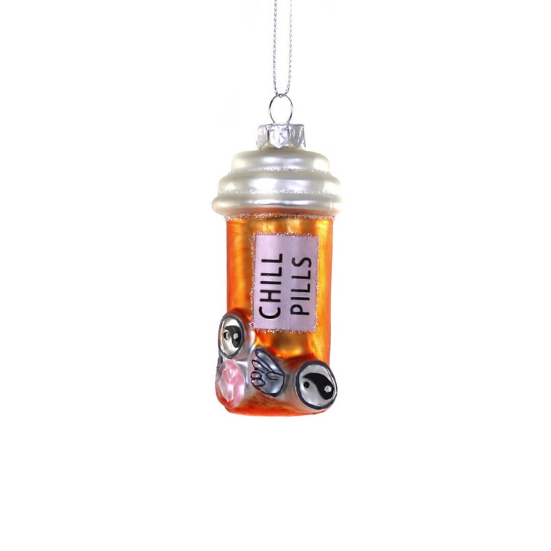 Bottle of Chill Pills Ornament 3.5"