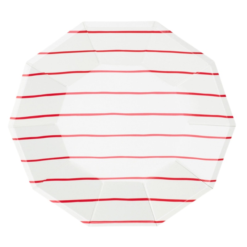 Candy Apple Frenchie Striped Large Plates 9.5"