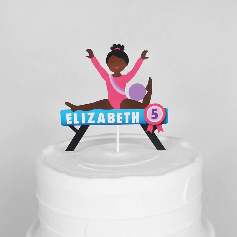 Gymnastics Party Customizable Name Cake Topper