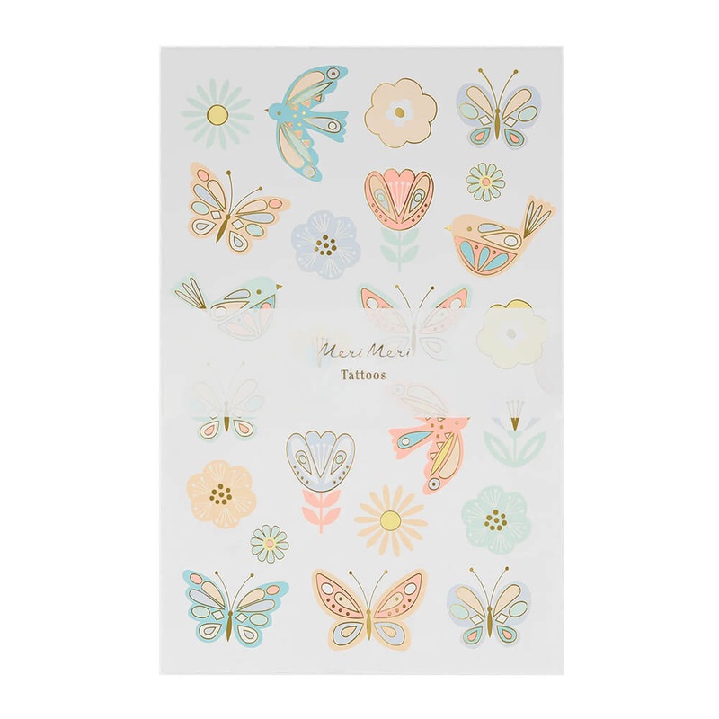 Meri Meri Party Birds and Butterflies Tattoo Sheets