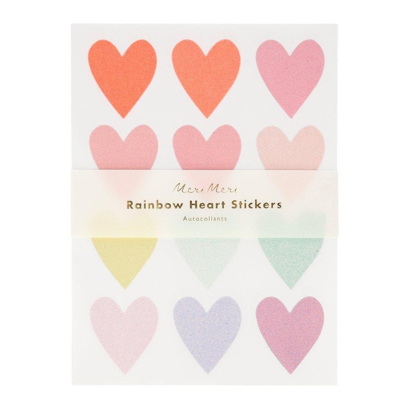 Meri Meri Party Pastel Rainbow Heart Glitter Stickers