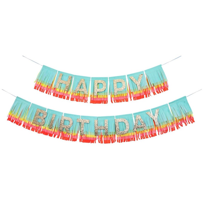 Meri Meri Party Rainbow Happy Birthday Fringe Garland