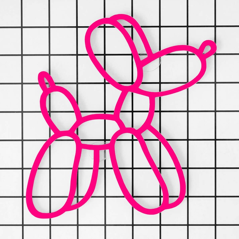 Neon Pink Balloon Dog Cake Topper