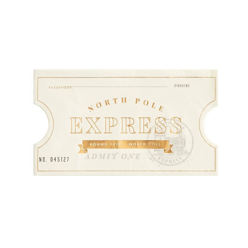 North Pole Express Ticket Shaped Guest Napkins