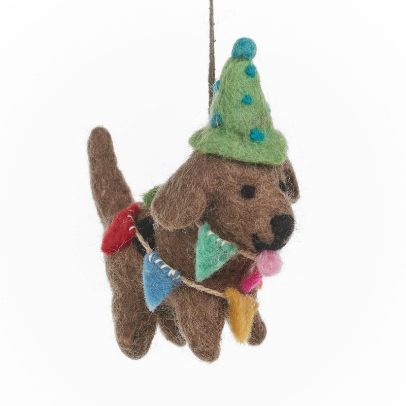 Party Pooch Felt Ornament 4"