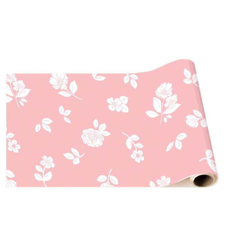 Petal Pink Elegant Floral Paper Table Runner