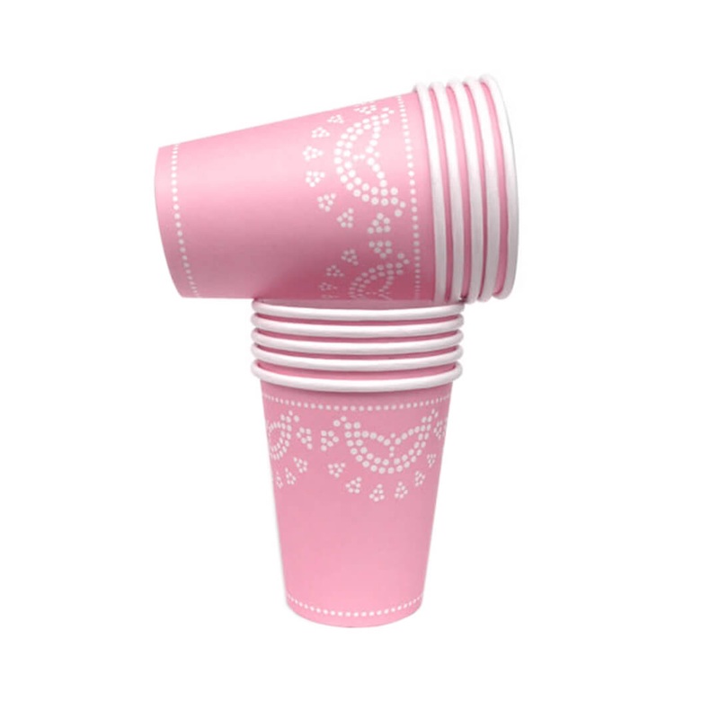 Pink Lovely Lace Paper Cups