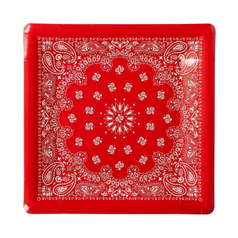 Red Bandana Paper Plates 9"