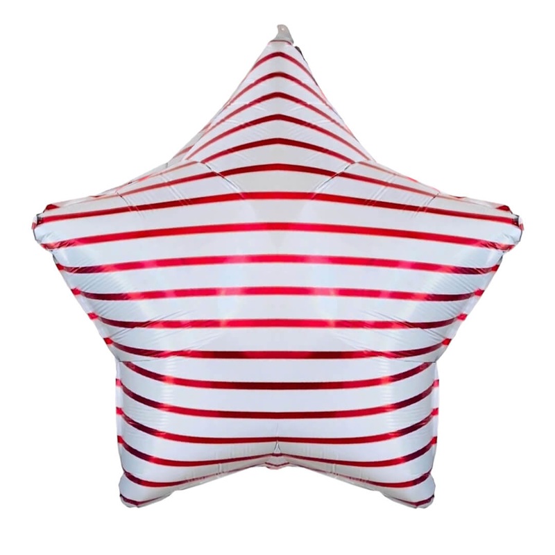 Red-Striped Star-Shaped Mylar Balloon