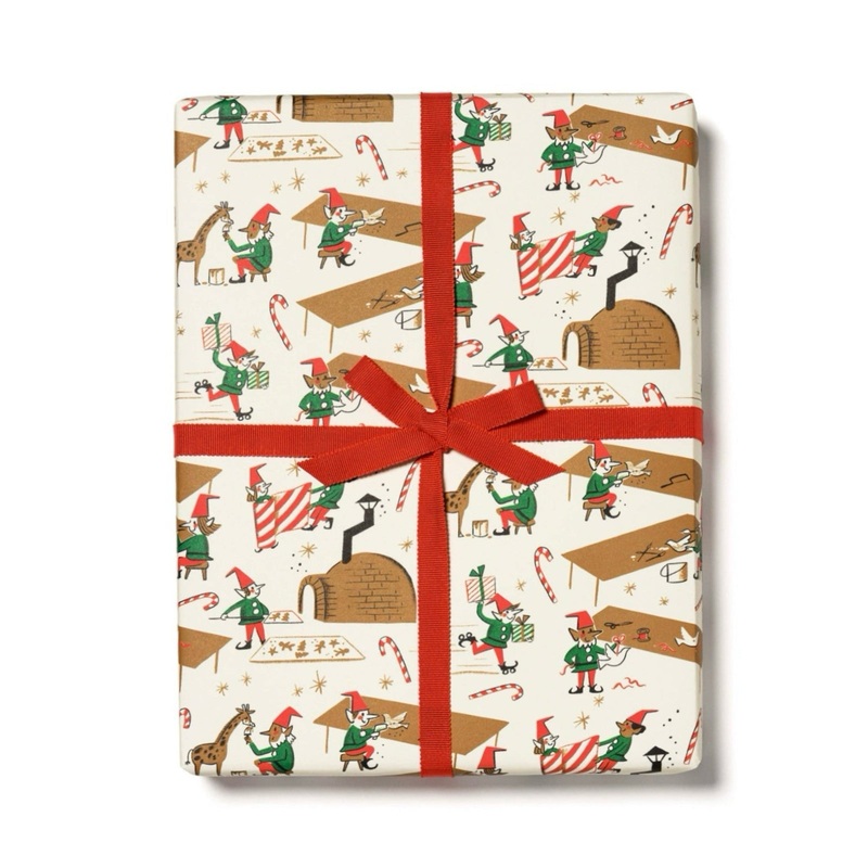 Santa's Workshop Holiday Gift Wrap Sheets (Roll of 3)