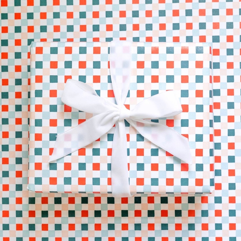 Holiday Checkered Wrapping Paper Sheets (Roll of 3)
