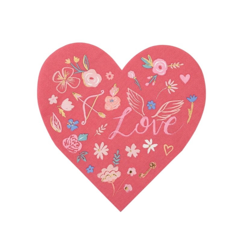 Meri Meri Party Valentine Heart Die Cut Napkins