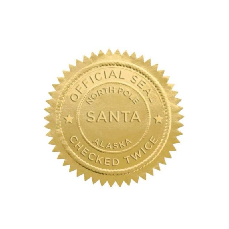 Official Gold SANTA SEAL Stickers