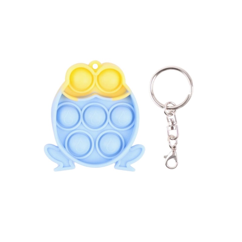 Pastel Blue/Yellow Frog Pop Fidget Keychain
