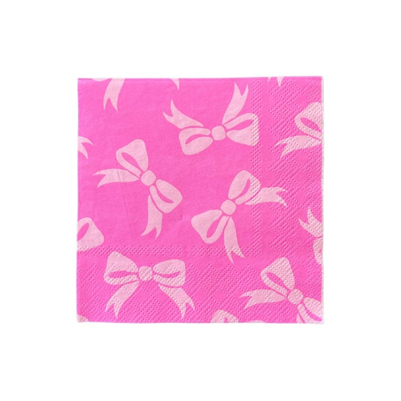 Pink Bow Pattern Petite Napkins