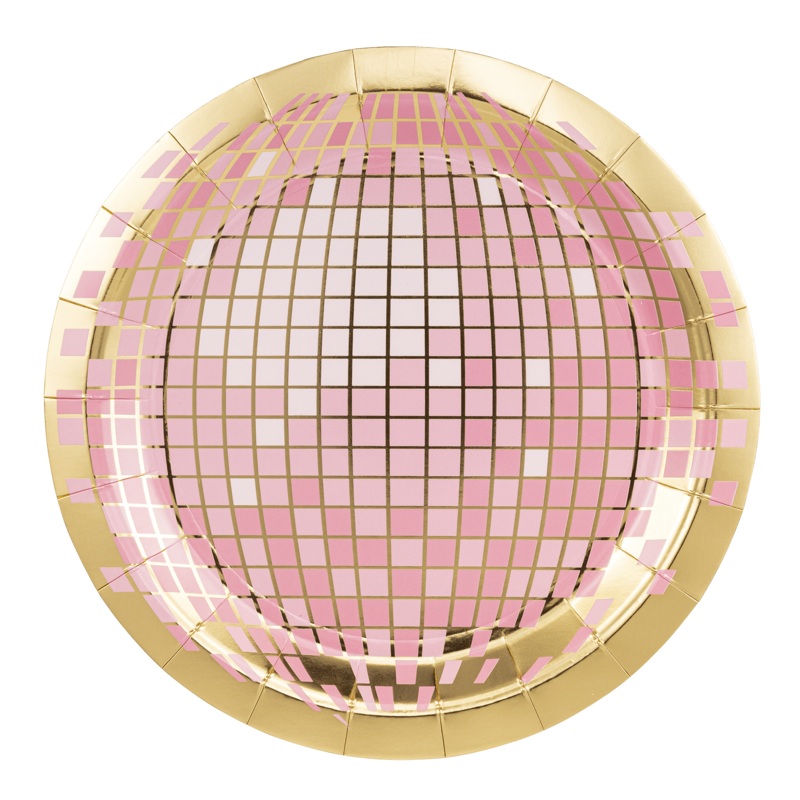 Pink Disco Ball Paper Plates 9"