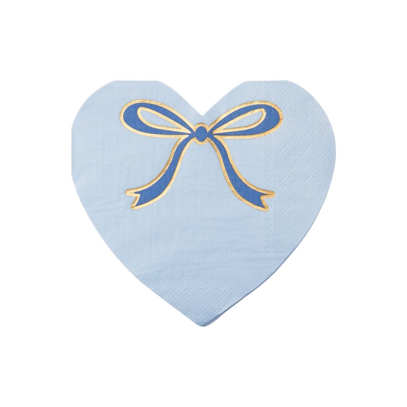 Sky Blue Bow Heart Napkins