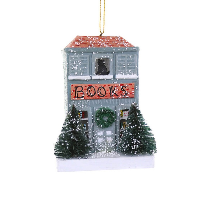 Snowy Book Shop Ornament 4.5"