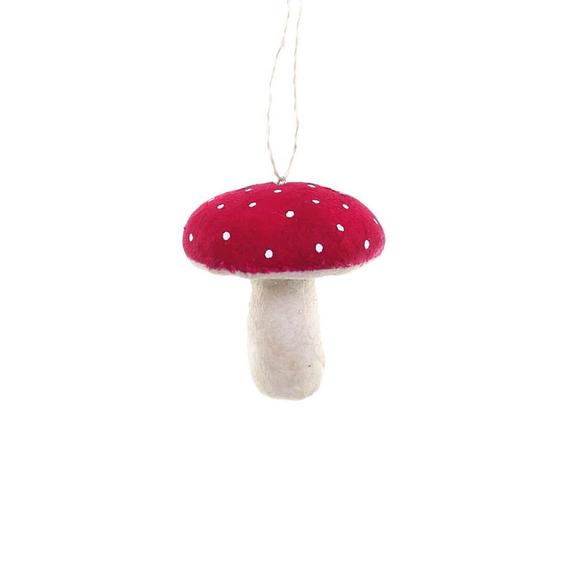 Spun Cotton Mushroom Ornament 2.5"