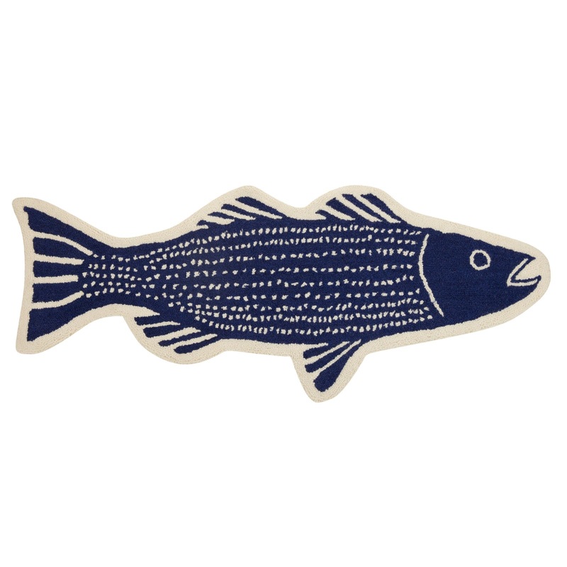 Striper Fish-Shaped Hook Rug