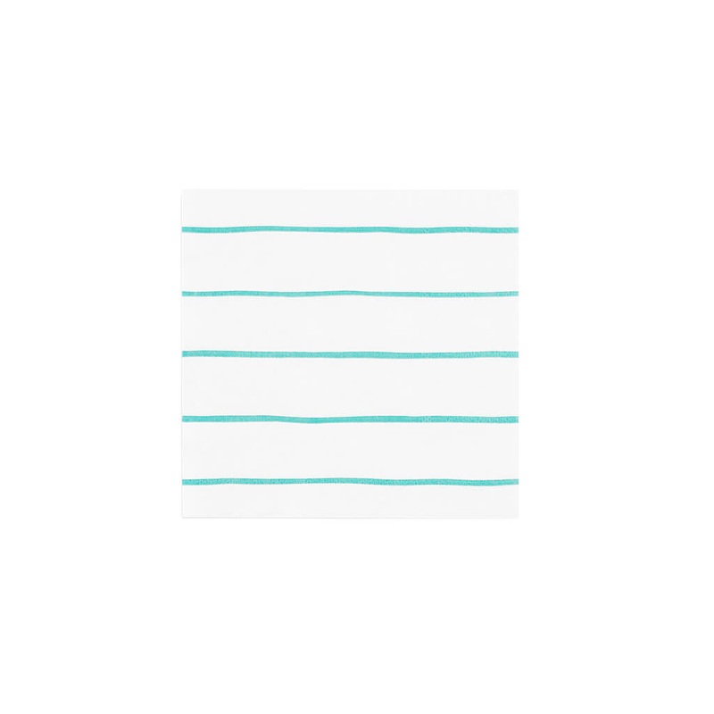 Aqua Frenchie Striped Small Napkins