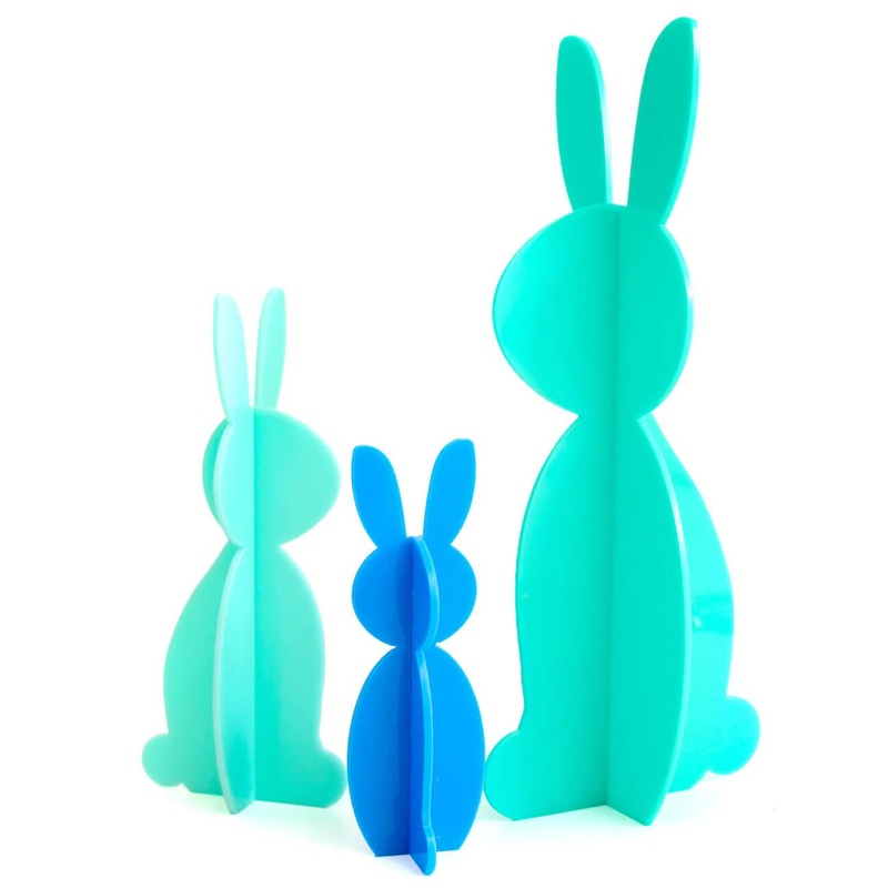 Blue Acrylic Bunny Set
