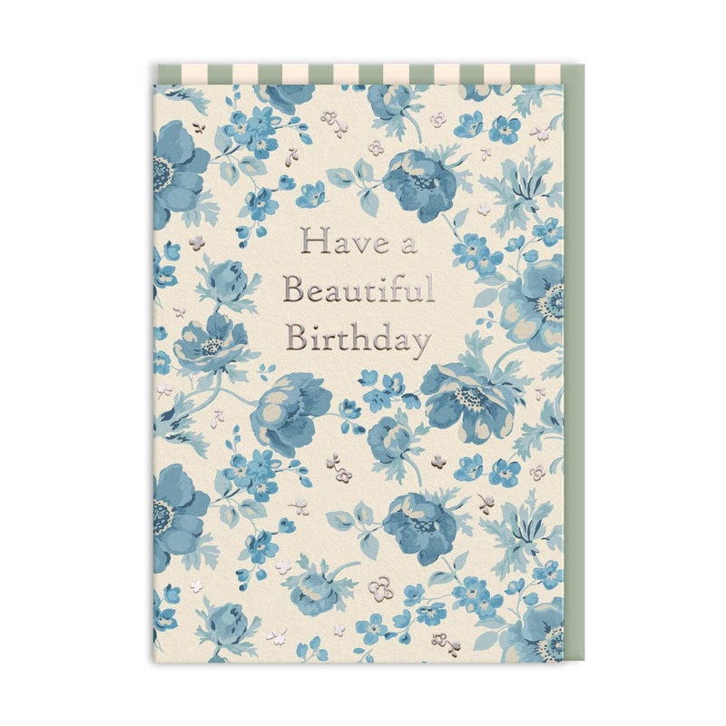 Blue Anenome Beautiful Birthday Greeting Card