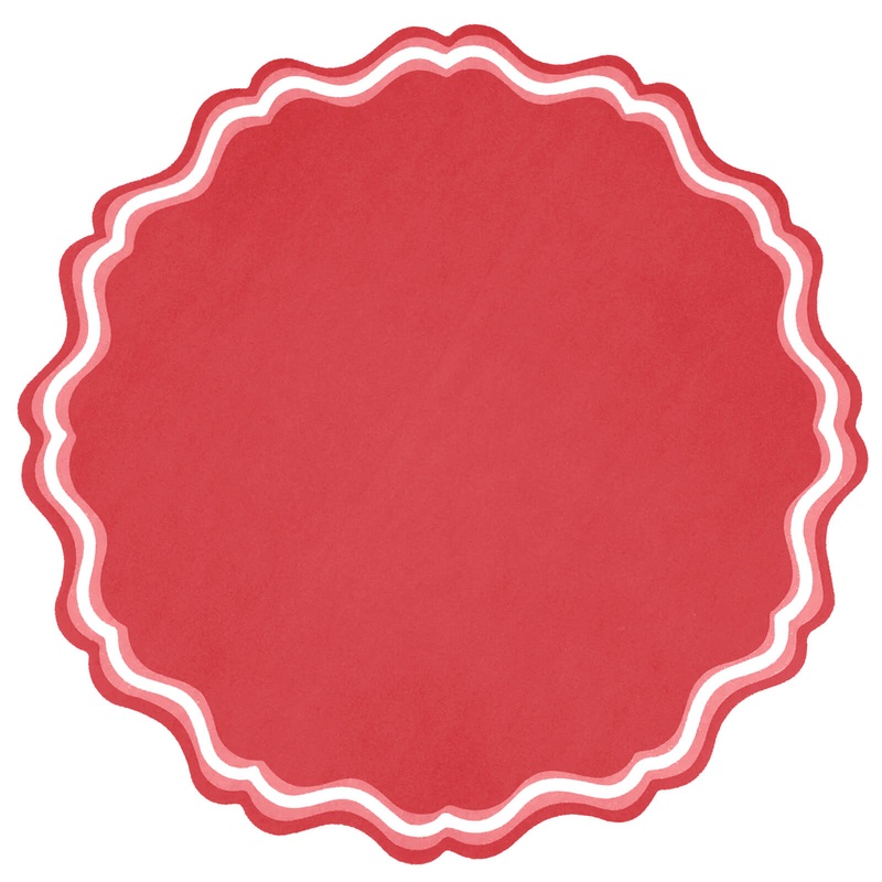 Bright Red Fancy Scallop Paper Placemats