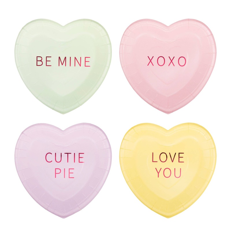Conversation Hearts Pastel Dessert Plates 7"